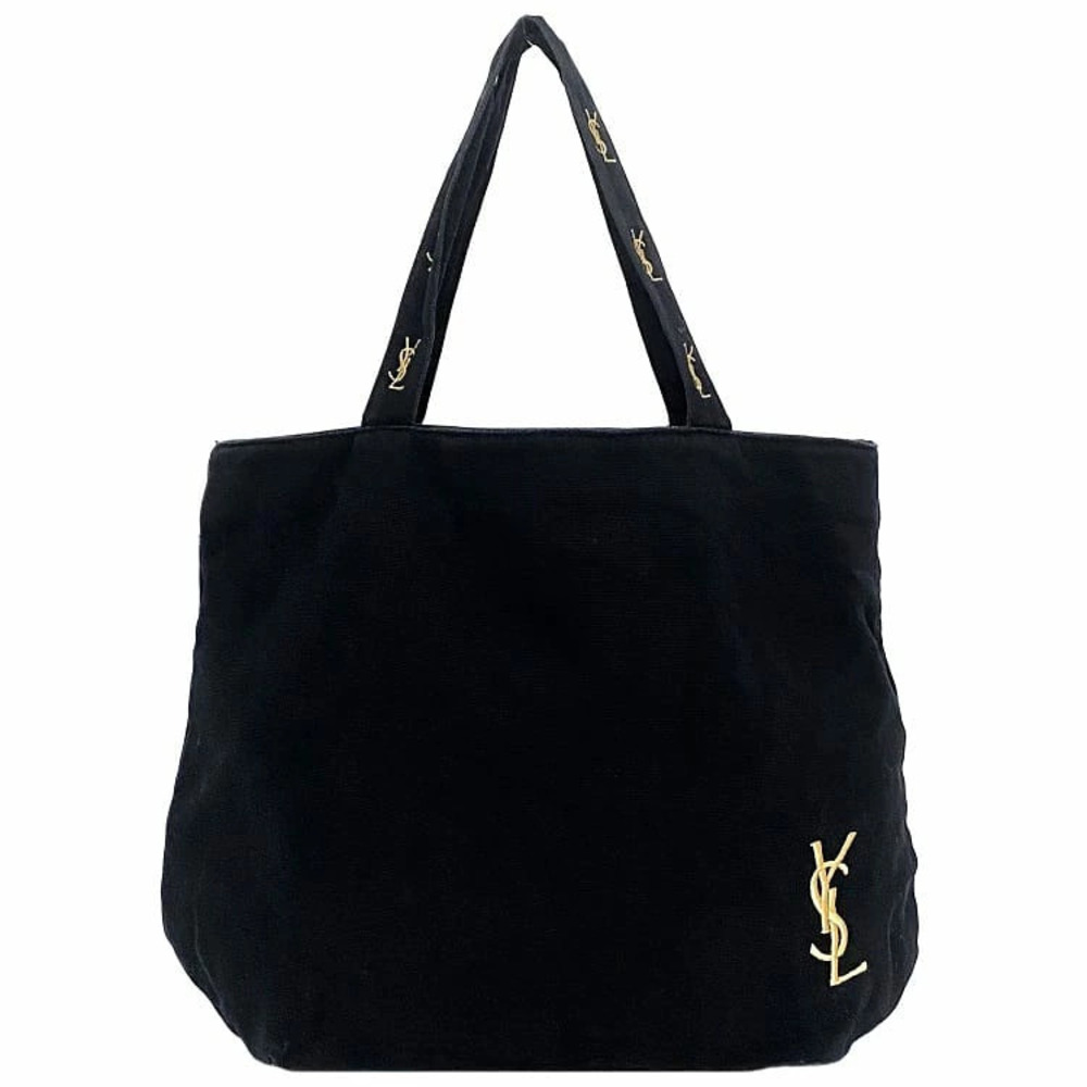 Yves Saint Laurent Tote Bag Black Parfums YSL Embroidery Eco Shoulder